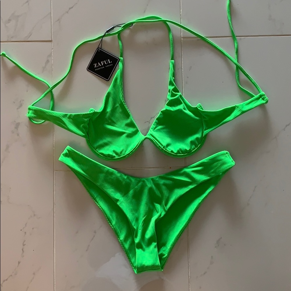 Zaful neon green bikini set